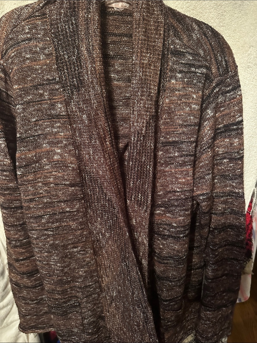 Cozy Brown Marled Open-Front Shawl Cardigan